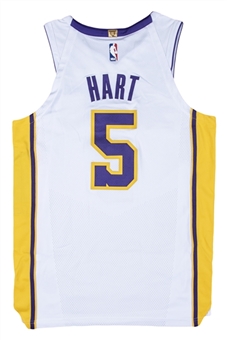 2017 Josh Hart Game Used Los Angeles Lakers #5 Home Jersey Used on 10/22/17 - 1st Career Points, Rebound & Assist (MeiGray)